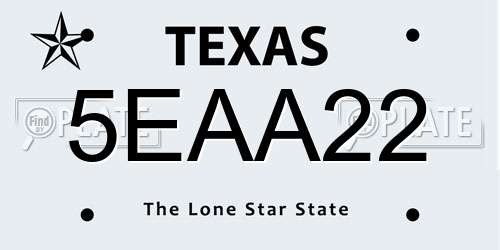 5EAA22 Texas License Plate