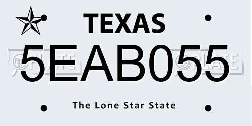 5EAB055 Texas License Plate