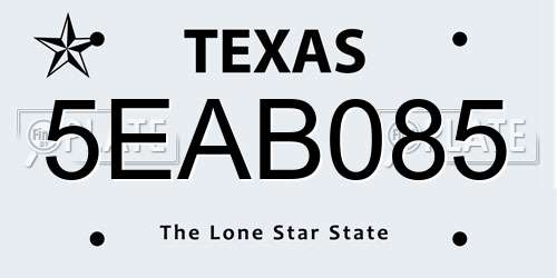 5EAB085 Texas License Plate
