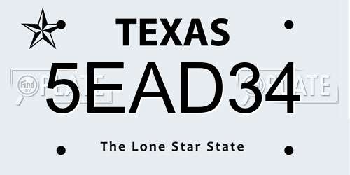 5EAD34 Texas License Plate