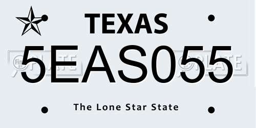 5EAS055 Texas License Plate