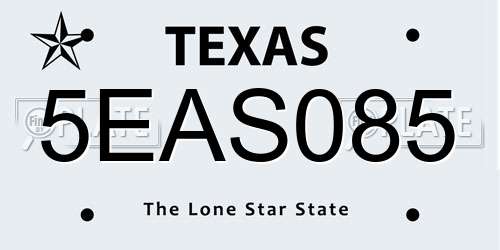 5EAS085 Texas License Plate