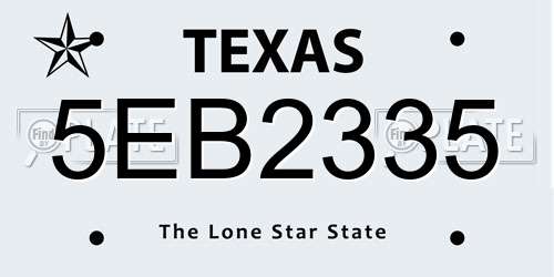 5EB2335 Texas License Plate