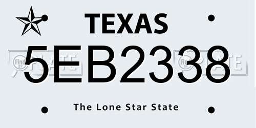 5EB2338 Texas License Plate