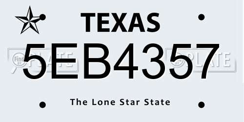 5EB4357 Texas License Plate