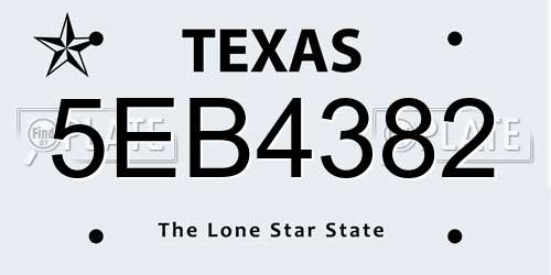 5EB4382 Texas License Plate