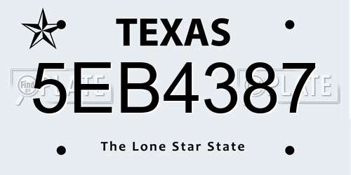 5EB4387 Texas License Plate