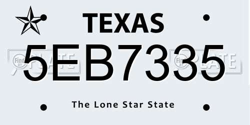 5EB7335 Texas License Plate