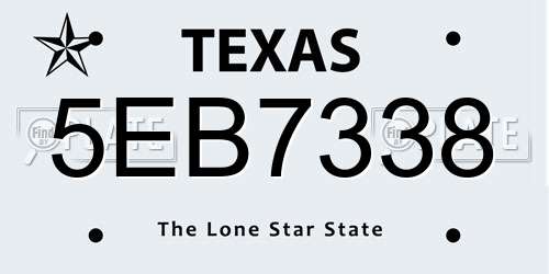 5EB7338 Texas License Plate