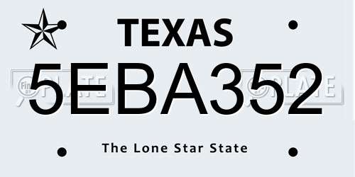 5EBA352 Texas License Plate