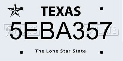 5EBA357 Texas License Plate