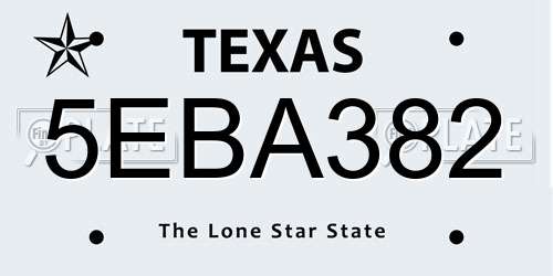 5EBA382 Texas License Plate