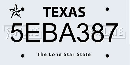 5EBA387 Texas License Plate