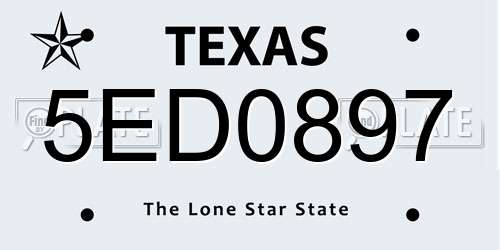 5ED0897 Texas License Plate