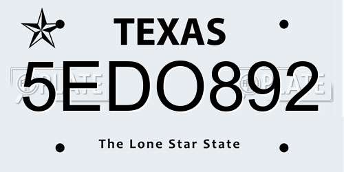 5EDO892 Texas License Plate