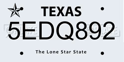 5EDQ892 Texas License Plate