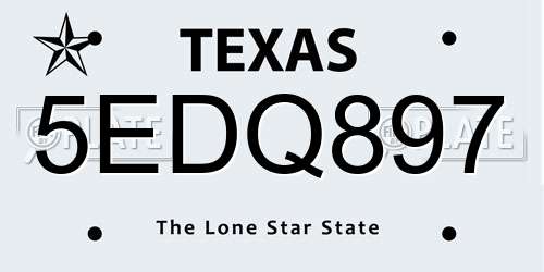 5EDQ897 Texas License Plate