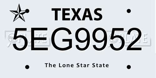 5EG9952 Texas License Plate