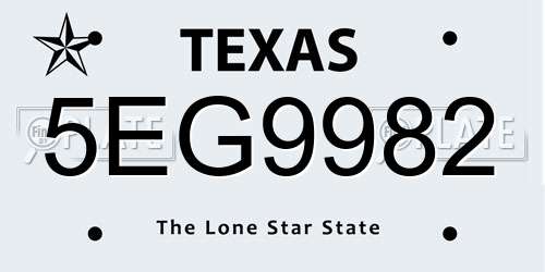 5EG9982 Texas License Plate