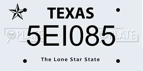 5EI085 Texas License Plate