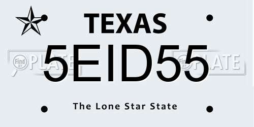 5EID55 Texas License Plate