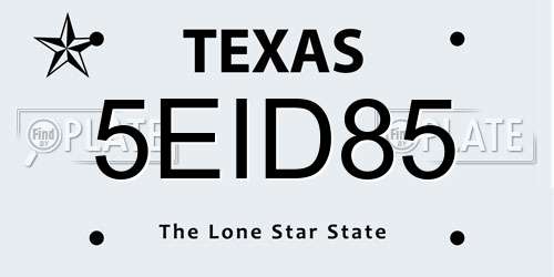 5EID85 Texas License Plate