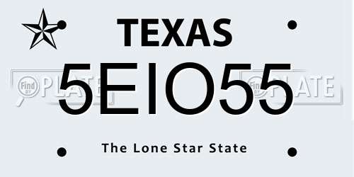 5EIO55 Texas License Plate