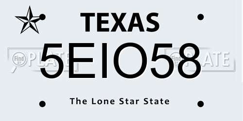 5EIO58 Texas License Plate