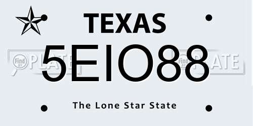 5EIO88 Texas License Plate
