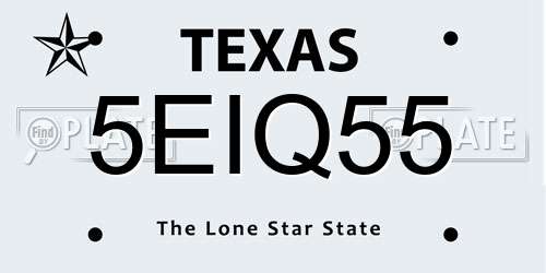 5EIQ55 Texas License Plate
