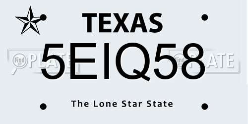 5EIQ58 Texas License Plate
