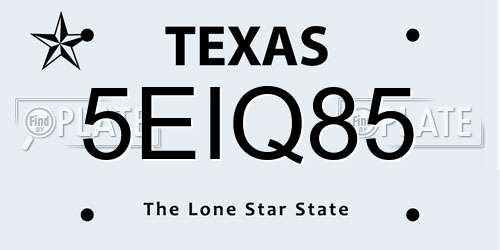 5EIQ85 Texas License Plate