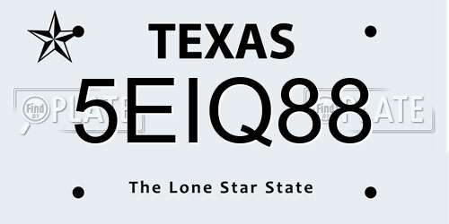 5EIQ88 Texas License Plate