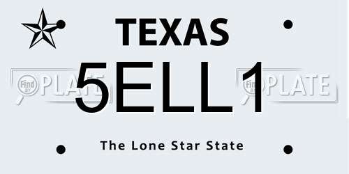 5ELL1 Texas License Plate