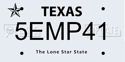 5EMP41 Texas License Plate