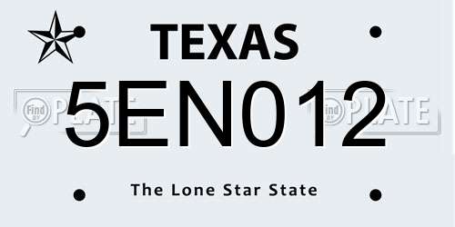 5EN012 Texas License Plate