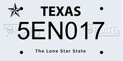 5EN017 Texas License Plate