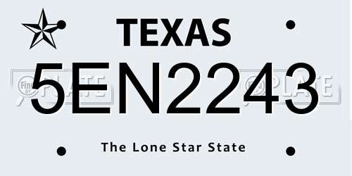 5EN2243 Texas License Plate