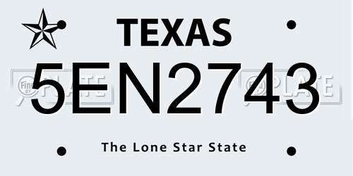 5EN2743 Texas License Plate
