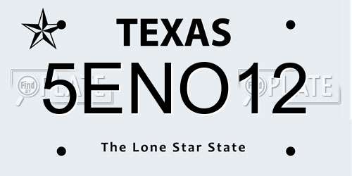 5ENO12 Texas License Plate