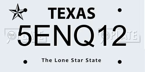 5ENQ12 Texas License Plate