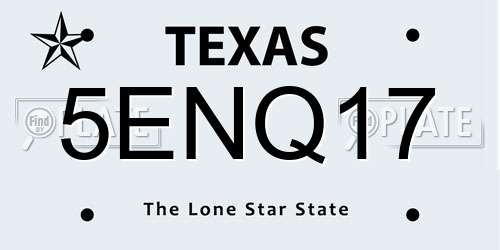 5ENQ17 Texas License Plate