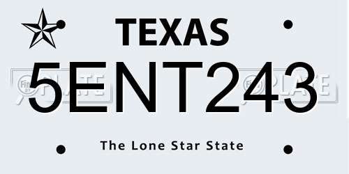 5ENT243 Texas License Plate