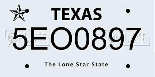 5EO0897 Texas License Plate