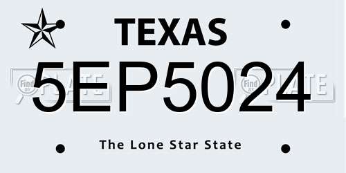 5EP5024 Texas License Plate