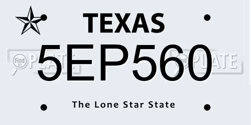 5EP560 Texas License Plate