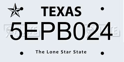 5EPB024 Texas License Plate