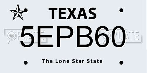 5EPB60 Texas License Plate