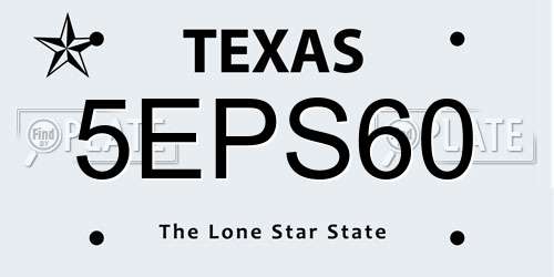 5EPS60 Texas License Plate