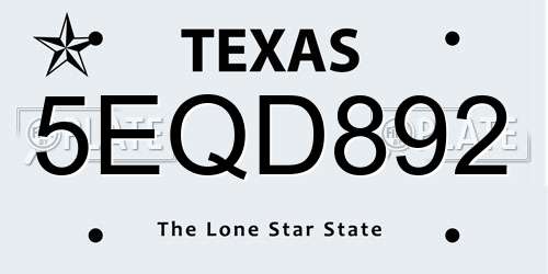 5EQD892 Texas License Plate